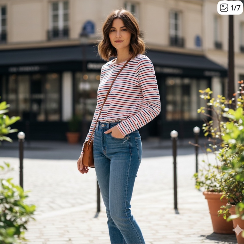 SCOTCH & SODA small striped long sleeve top with button sleeves